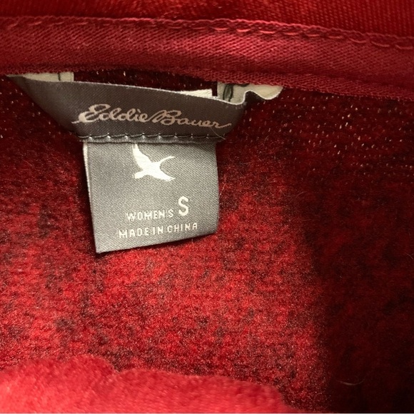 EDDIE BAUER Buffalo Plaid Zip Jacket With Pockets Red/Black Size Small - Picture 10 of 11